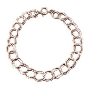 Vintage Sterling Double Curb Charm Bracelet